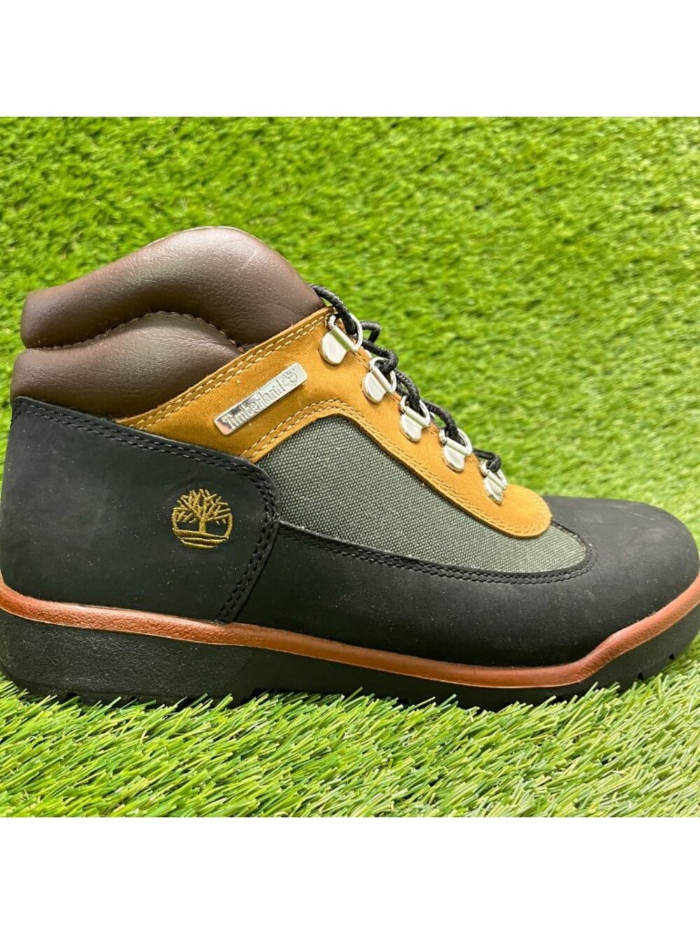 Timberland Field Boys Size 6.5Y Black Brown Green Outdoor Lace Up Ankle Boots